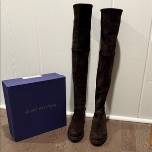 Stuart Weitzman Dark Brown Suede Over-the-Knee Boots